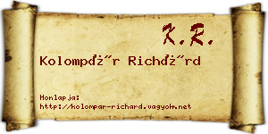 Kolompár Richárd névjegykártya
